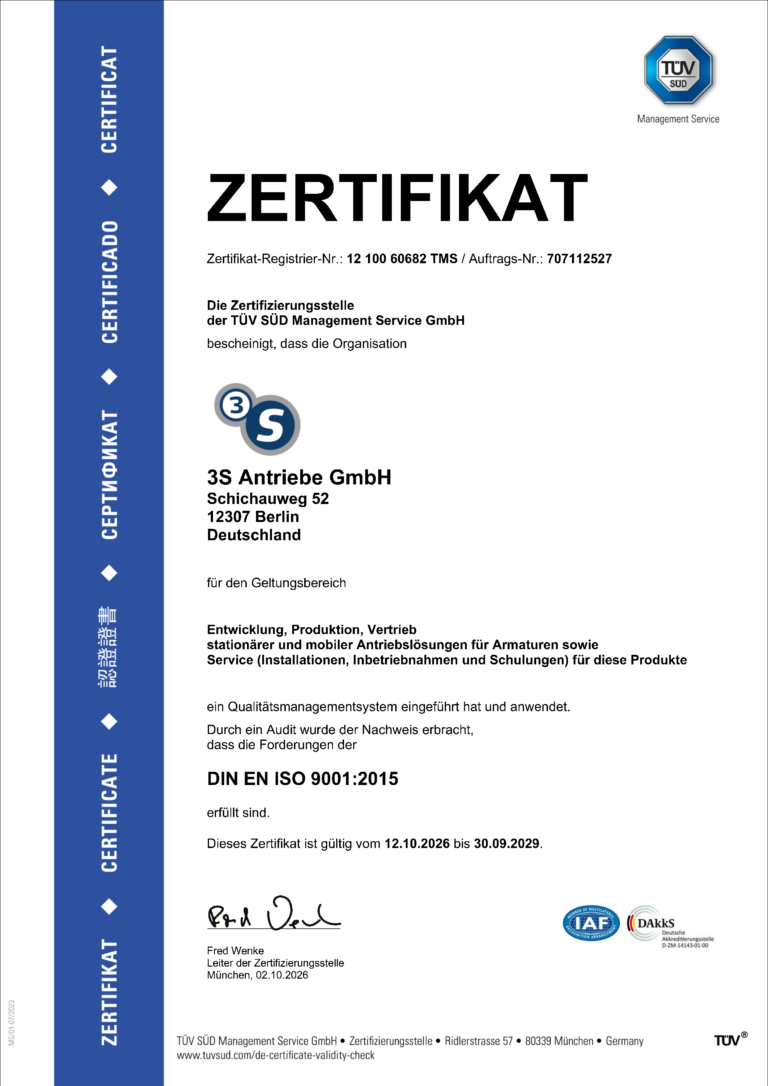 DIN EN ISO 9001 Zertifikat DE